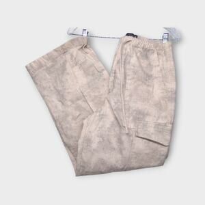 Women's Zara Pink & Gray Cargo Trouser Pants Elastic Waist Size Medium